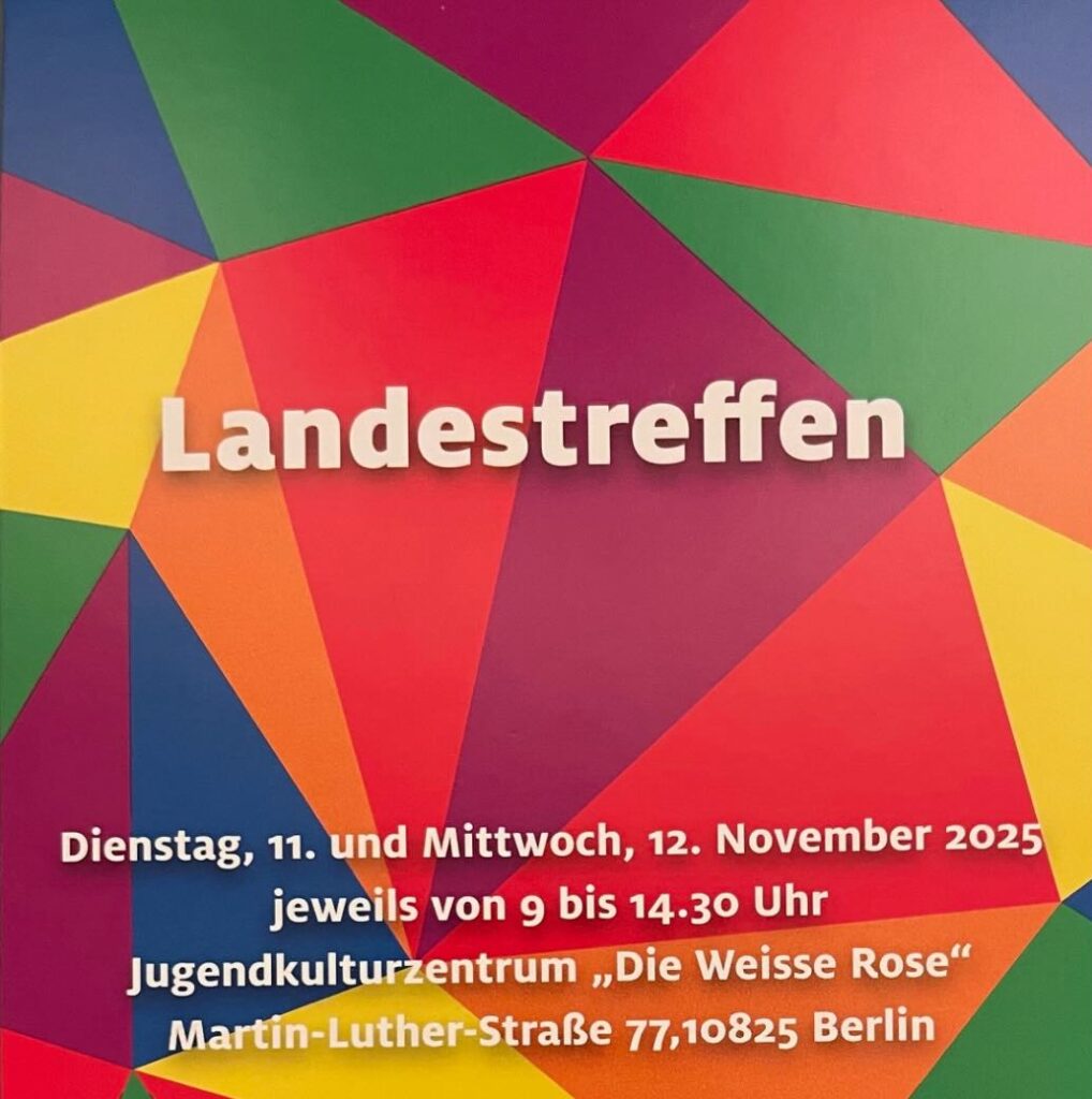 Plakat des Landestreffens der Plakette Schule ohne Rassismus, Schule mit Courage