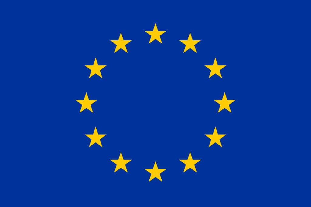 Schülerinenn und Schüler des Rückert-Gymnasiums besuchen das European Parliament in Berlin für ein Rollenspiel. Europa Flagge