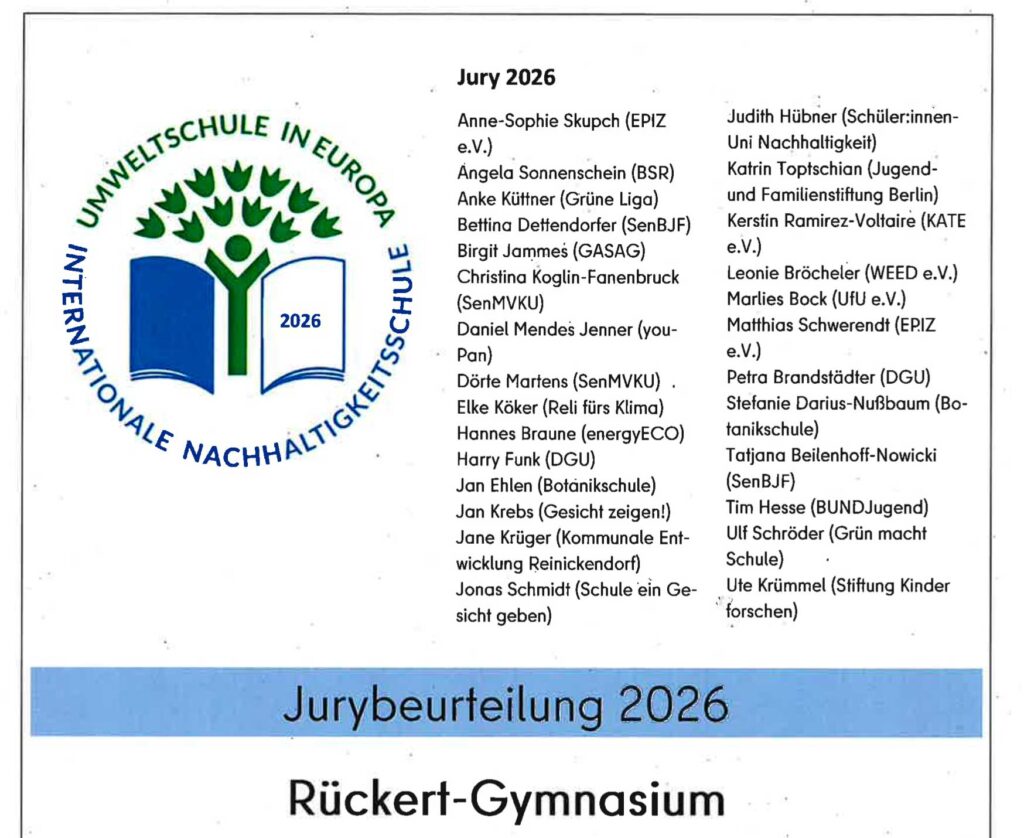 Auszeichnung des Rückert-Gymnasiums als Nachhaltigkeitsschule